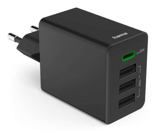 HAMA ŁADOWARKA SIECIOWA 35W (3X USB- A, 1X USB-C), CZARNA - 1318738 - zdjęcie 2